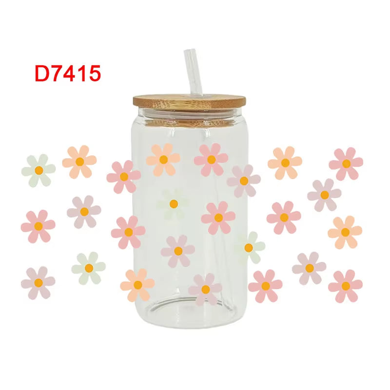 Beautiful Flower Butterfly UV DTF Cups Wrap Sticker DIY Label Transfer Sticker Waterproof Print D7322