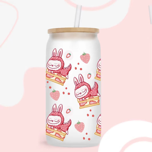 UV DTF Transfer Labubu Theme for the 16Oz Libbey Glasses Wraps, Cup Can DIY, Waterproof, Easy to Use, Custom Decals, D294964