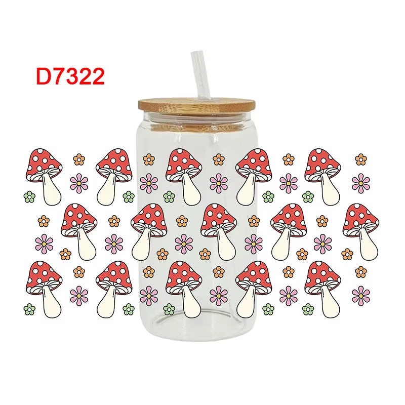 Beautiful Flower Butterfly UV DTF Cups Wrap Sticker DIY Label Transfer Sticker Waterproof Print D7322
