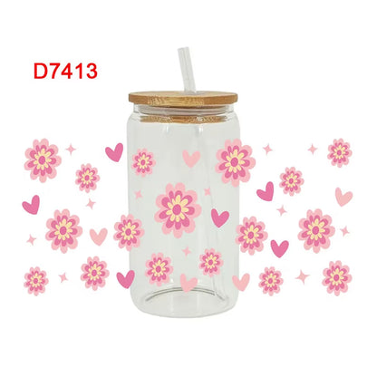 Beautiful Flower Butterfly UV DTF Cups Wrap Sticker DIY Label Transfer Sticker Waterproof Print D7322