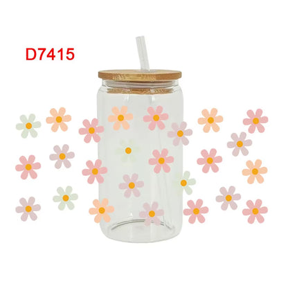 Beautiful Flower Butterfly UV DTF Cups Wrap Sticker DIY Label Transfer Sticker Waterproof Print D7322