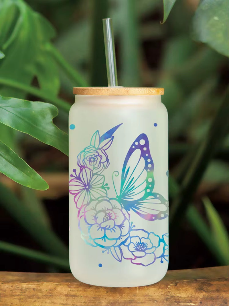 Beautiful Flower Butterfly UV DTF Cups Wrap Sticker DIY Label Transfer Sticker Waterproof Print D7322